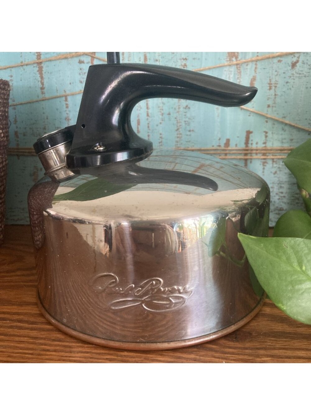 VTG Paul Revere Ware Small 1 QT Copper Bottom Whistling Tea Kettle Pot 4 Cup